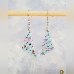 017. Blue Arrows Resin Hook Earrings